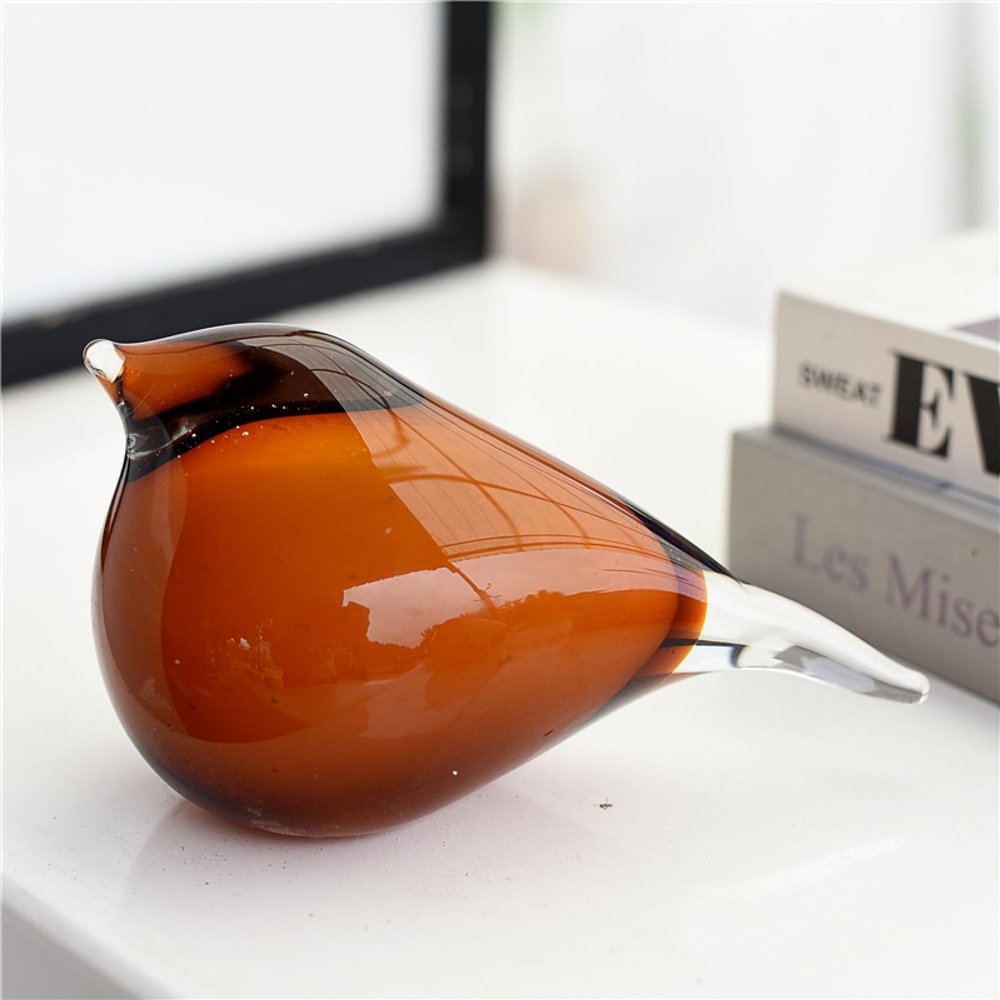 DECRZPB Coloured Glaze Art Bird Sparrow Dove Swallow Glass Figurine Handmade Blown Glass Paperweights Gift for Birthday Home Decor Table Ornament