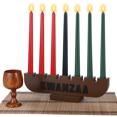 10 Pieces Kwanzaa Kinara Set Wooden Kwanzaa Candle Holder Kwanzaa Celebration Decorations