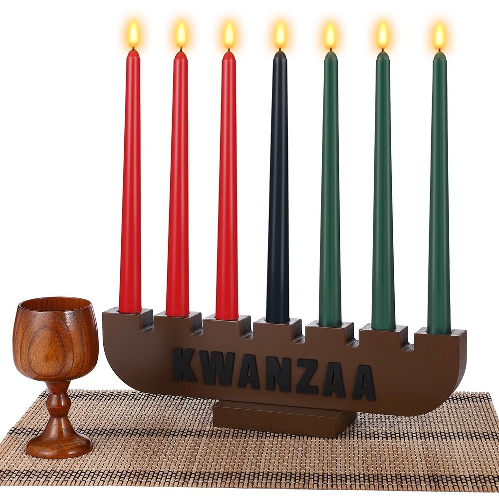 10 Pieces Kwanzaa Kinara Set Wooden Kwanzaa Candle Holder Kwanzaa Celebration Decorations