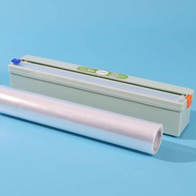 Cling Film Cutter Dispenser, With Magnet Wall Mount Food Dispensers, With 50 Meters Of Cling Film, For Kitchen Drawer,Hangable And Easily Fits In Drawer (Color : Green, Size : 36x6.2x6.6cm)