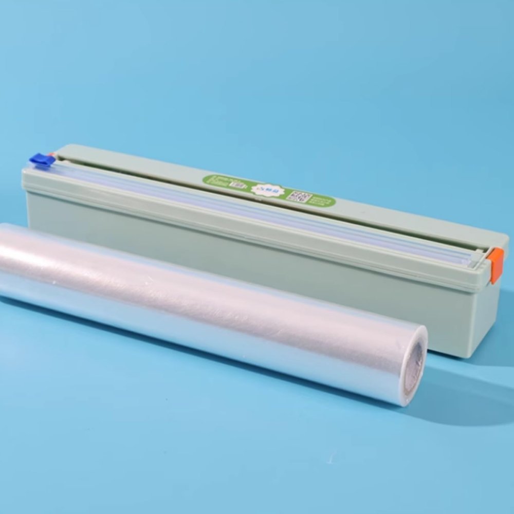 Cling Film Cutter Dispenser, With Magnet Wall Mount Food Dispensers, With 50 Meters Of Cling Film, For Kitchen Drawer,Hangable And Easily Fits In Drawer (Color : Green, Size : 36x6.2x6.6cm)