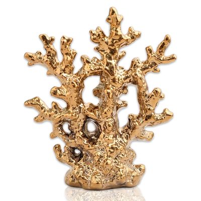 Tree Fish Gold Ceramic Coral Decorations Artificial Coral Statues Home Decor Hawaii Beach Decorations Home Nautical Decorations Beach Theme Home Living Room Party Decorations