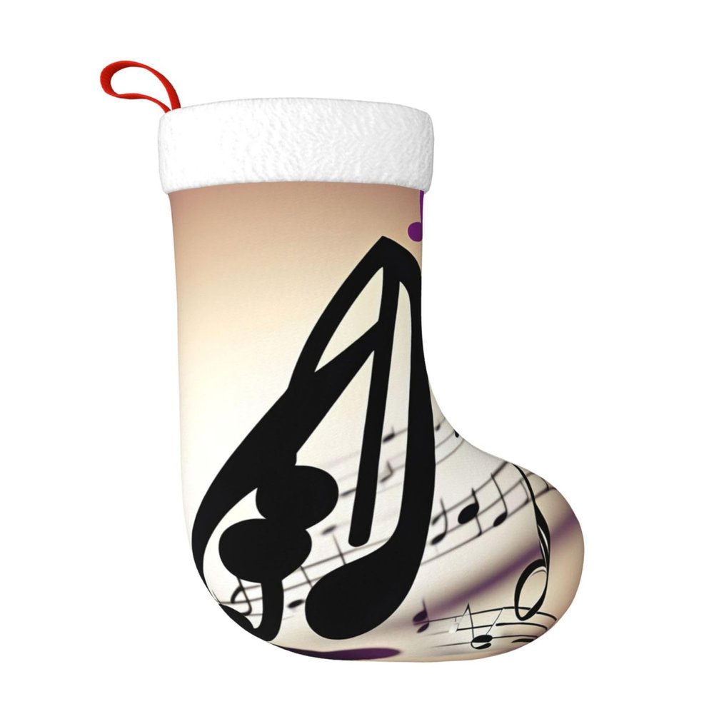 KoNsev Music Note Patterns Personalized Christmas Stocking, 17" Xmas Stockings,Stairs Fireplace Hanging Christmas Home Decor
