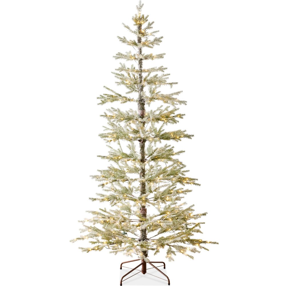 Best Choice Products Pre-Lit Sparse Christmas Tree 9ft Artificial Flocked Pine Holiday Dcor Aspen Noble Fir White & Multicolor LED Lights- Green
