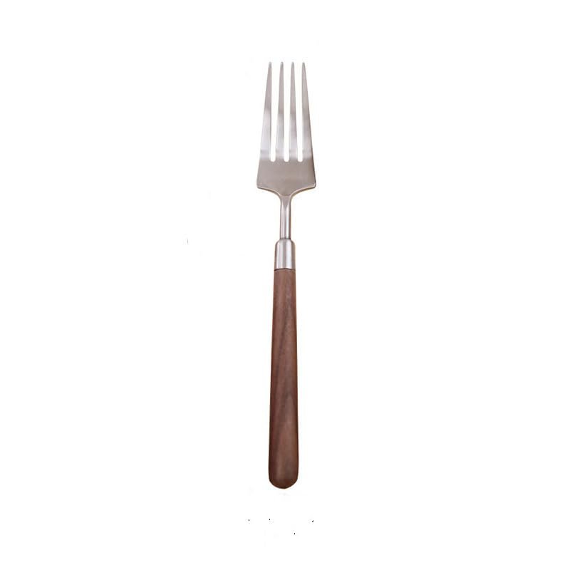 BILKAR Solid Wood Walnut Handle Stainless Steel Steak Knife and Fork Western Food Knife and Fork Dessert Cutlery Set