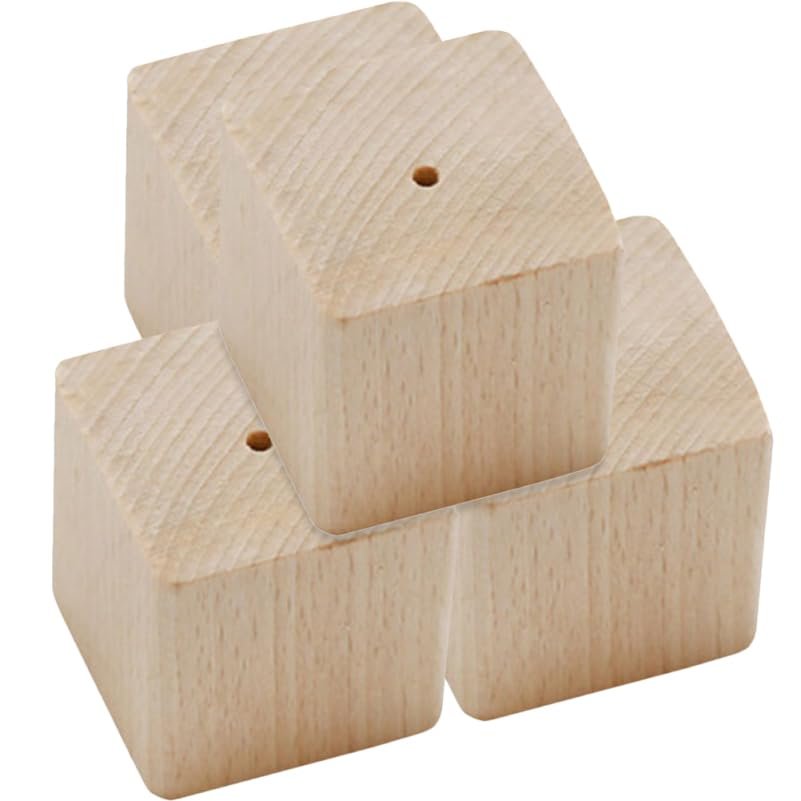 Abaodam Baking Flower Nail Base 4Pcs Wooden Carving Flower Display Stand for Cake Decorating Smooth Surface Practical Baking Tool 1.45In Square
