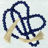 90" Wooden Bead Garland with Jute Tassels - Boho Wedding Garland, Rustic Boho Home Decor, Coffee Table, Mantle Decorations, Farmhouse Decor, Boho Decor (4, Caribbean Blue Round) view 3