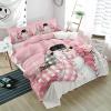Alandar Home Twin Duvet Cover Sets Snowman Christmas Pink Xmas Tree,3 Piece Bed Set Ultra Soft Quilt Covers and Pillowcases,Winter Snowflakes Microfiber Bedding Set for Bedroom Guest Room Dorm view 1