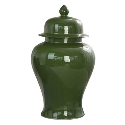 Temple Jar Ginger Jar Decorative Jar Green Ceramic Ginger Jar With Lid Traditional Chinese Decorative Porcelain Jars Temple Jar With Lids Vase Decor Storage Jar Ginger Jars ( Color : A , Size : 40*21.