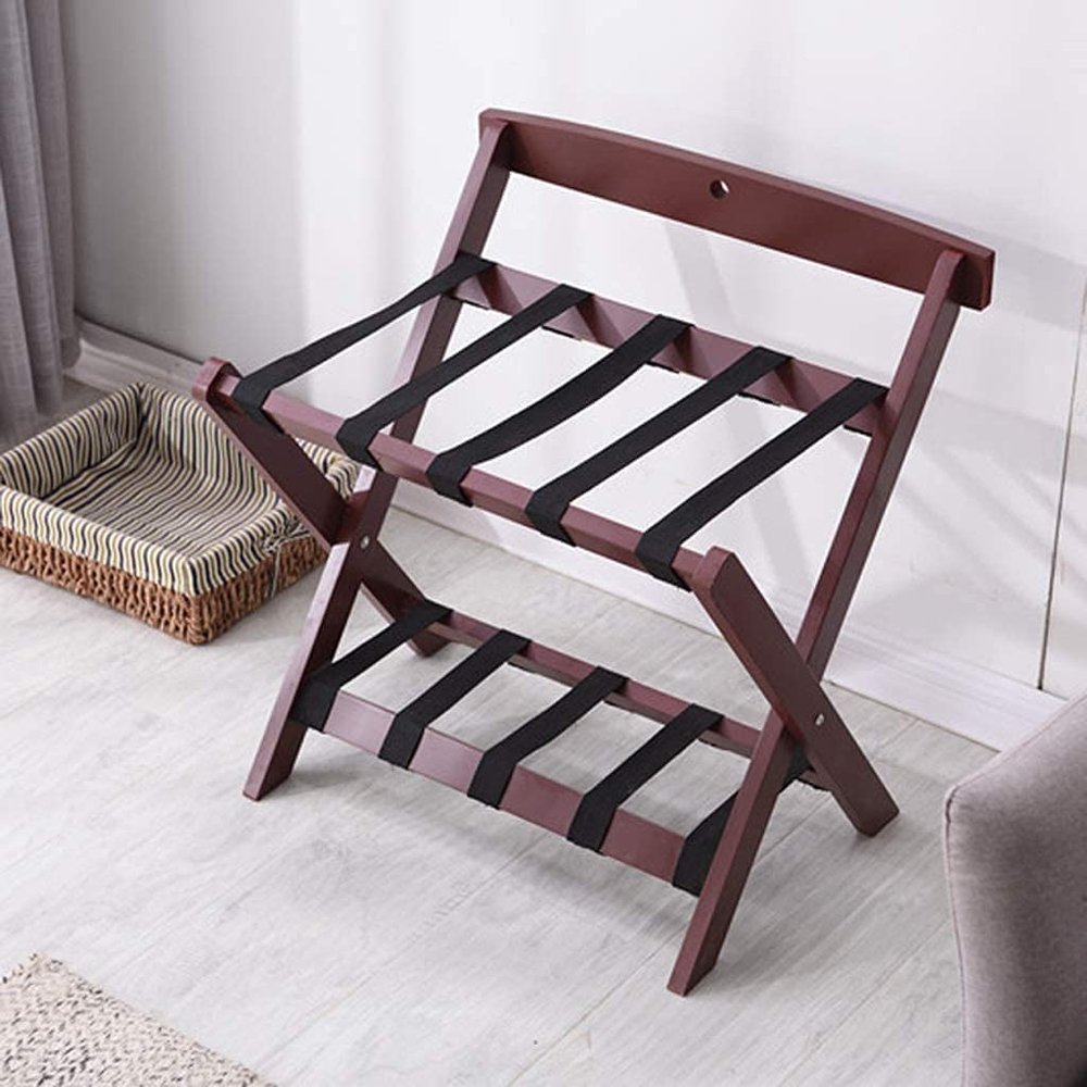 Scpantkend Hotel Solid Wood Folding Luggage Rack,Room Luggage Holder,Travel Break Folding Stool