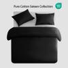 HeimenAogo 600TC Egyptian Cotton Duvet Cover Full Size Sateen Weave, Silky Soft and Breathable Bedding Set with Zipper Closure, Long Staple Cotton Bed Linen Moonless Night Black 3Pcs (80"90") view 4