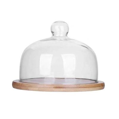 ABOOFAN Wooden Cake Tray Display Stand with Dome Cake Server and Glass Cover
