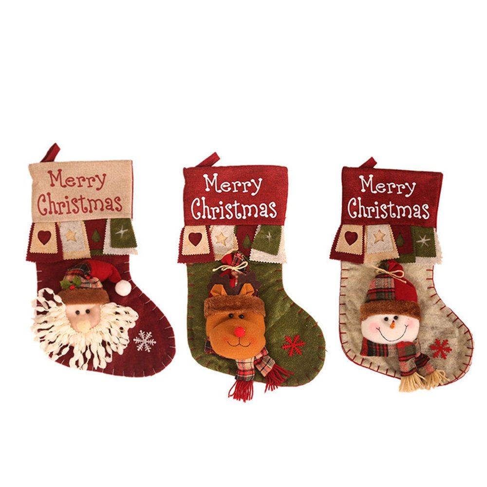 geppy 47cm Christmas Stockings, Large Rustic Yarn Xmas Stockings for Family Holiday Decorations D