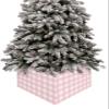 Christmas Tree Collar, Pink Buffalo Plaid Tree Collars Foldable Christmas Tree Ring, Farmhouse Pink White Checkered Tree Skirt Xmas Tree Stand for Christmas Decorations & Gifts 4Pcs-17"x10" view 1