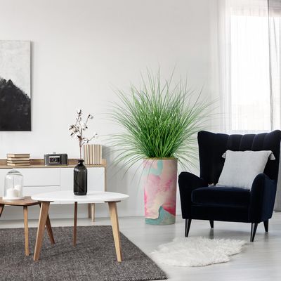 Artificial Tree in Contemporary Planter, Fake Onion Grass Silk Trees for Indoor and Outdoor Home Decoration - 55" Overall Tall (Plant Pot Plus Tree)