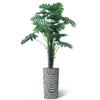 Artificial Tree in Geometric Pattern Planter, Fake Philodendron Tree Silk Tree for Indoor and Outdoor Home Decoration - 70" Overall Tall (Plant Pot Plus Tree) view 2