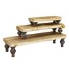 Ikee Design 3 Pcs Set Wooden Display Riser Stand, Wooden Cupcake Dessert Display Riser Stand for Jewelry, Monitor, Stackable and Portable, Oak Color view 1