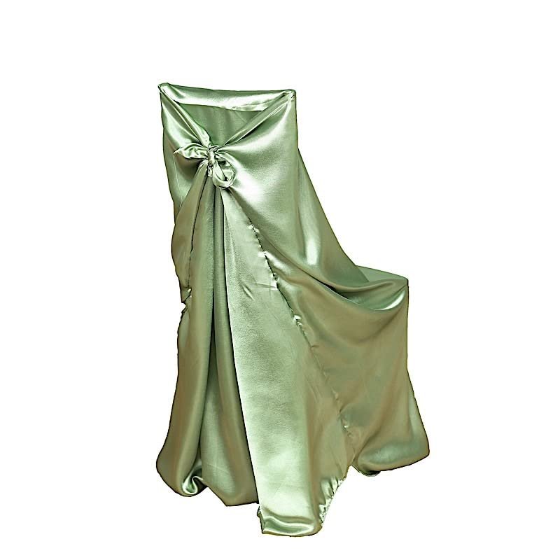 Balsa Circle 12 pcs Sage Green Universal Satin Chair Covers Slipcovers for Wedding Party Ceremony Reception Decorations