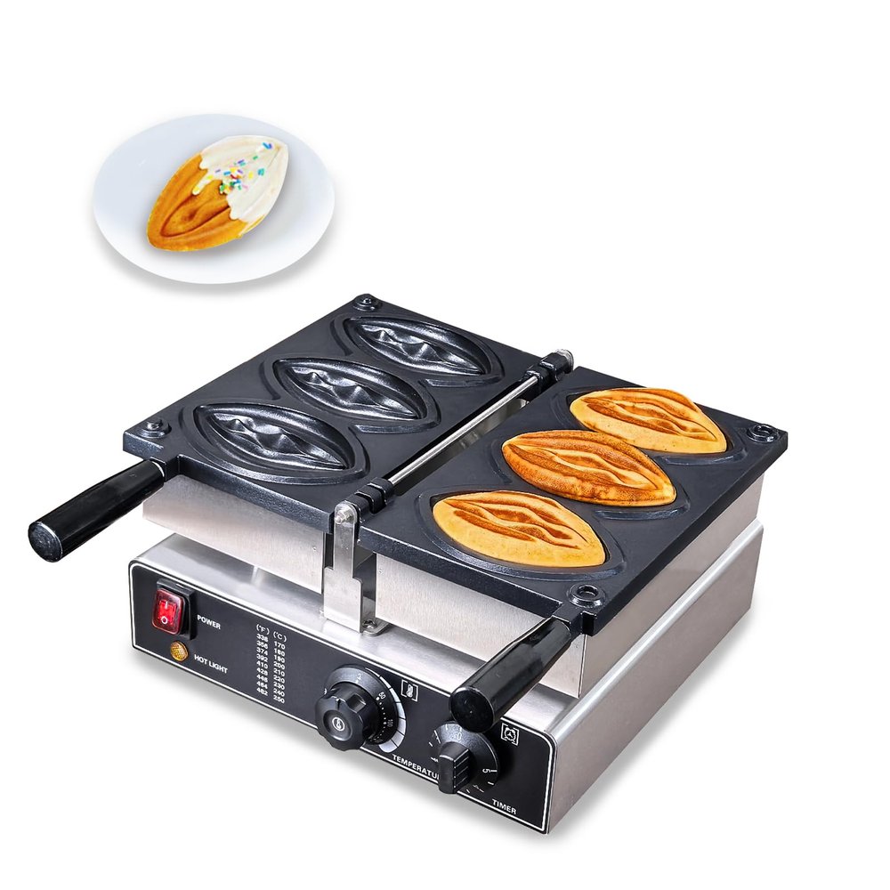 CPVKRY Commercial Strange Shape Waffle Machine, Halloween Waffle Maker/Snack Machines There are 3 Molds,Stainless Steel Baker w/Non-Stick Teflon Coating,50-300/122-572 Adjustable