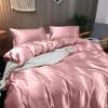 Kanak Bedding Satin 5 Piece Silk Like Duvet Cover Set,Ultra Soft and Breathable Bedding Set with 1pc Duvet Cover Zipper Closure & 4Pillow Cover.(Dusty Rose,Full) view 2