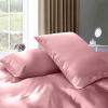 Kanak Bedding Satin 5 Piece Silk Like Duvet Cover Set,Ultra Soft and Breathable Bedding Set with 1pc Duvet Cover Zipper Closure & 4Pillow Cover.(Dusty Rose,Full) view 3
