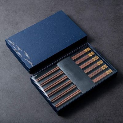 Chopsticks,Handmade Hardwood Chopsticks Japanese Natural Wood Chopstick Reusable Hand-Carved Chopstick with Box, 6 Pairs Gift Set-A (Color : B) (Color : B)