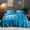 Kanak Bedding Satin 5 Piece Silk Like Duvet Cover Set,Ultra Soft and Breathable Bedding Set with 1pc Duvet Cover Zipper Closure & 4Pillow Cover.(TurqBlue,Full XL) view 1