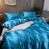 Kanak Bedding Satin 5 Piece Silk Like Duvet Cover Set,Ultra Soft and Breathable Bedding Set with 1pc Duvet Cover Zipper Closure & 4Pillow Cover.(TurqBlue,Full XL) view 2