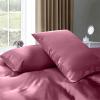 Kanak Bedding Satin 5 Piece Silk Like Duvet Cover Set,Ultra Soft and Breathable Bedding Set with 1pc Duvet Cover Zipper Closure & 4Pillow Cover.(Rose Pink,Super Queen) view 3