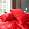 Kanak Bedding Satin 5 Piece Silk Like Duvet Cover Set,Ultra Soft and Breathable Bedding Set with 1pc Duvet Cover Zipper Closure & 4Pillow Cover.(Blood Red,Twin) view 3