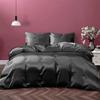 Kanak Bedding Satin 5 Piece Silk Like Duvet Cover Set,Ultra Soft and Breathable Bedding Set with 1pc Duvet Cover Zipper Closure & 4Pillow Cover.(Dark Grey,Full XL) view 1