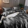 Kanak Bedding Satin 5 Piece Silk Like Duvet Cover Set,Ultra Soft and Breathable Bedding Set with 1pc Duvet Cover Zipper Closure & 4Pillow Cover.(Dark Grey,Full XL) view 2
