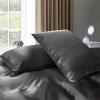 Kanak Bedding Satin 5 Piece Silk Like Duvet Cover Set,Ultra Soft and Breathable Bedding Set with 1pc Duvet Cover Zipper Closure & 4Pillow Cover.(Dark Grey,Full XL) view 3