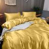 Kanak Bedding Satin 5 Piece Silk Like Duvet Cover Set,Ultra Soft and Breathable Bedding Set with 1pc Duvet Cover Zipper Closure & 4Pillow Cover.(Gold,Twin) view 2
