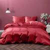 Kanak Bedding Satin 5 Piece Silk Like Duvet Cover Set,Ultra Soft and Breathable Bedding Set with 1pc Duvet Cover Zipper Closure & 4Pillow Cover.(Burgundy,Short Queen) view 1