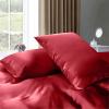 Kanak Bedding Satin 5 Piece Silk Like Duvet Cover Set,Ultra Soft and Breathable Bedding Set with 1pc Duvet Cover Zipper Closure & 4Pillow Cover.(Burgundy,Short Queen) view 3