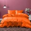 Kanak Bedding Satin 5 Piece Silk Like Duvet Cover Set,Ultra Soft and Breathable Bedding Set with 1pc Duvet Cover Zipper Closure & 4Pillow Cover.(Orange,Twin XL) view 1