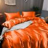 Kanak Bedding Satin 5 Piece Silk Like Duvet Cover Set,Ultra Soft and Breathable Bedding Set with 1pc Duvet Cover Zipper Closure & 4Pillow Cover.(Orange,Twin XL) view 2