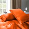 Kanak Bedding Satin 5 Piece Silk Like Duvet Cover Set,Ultra Soft and Breathable Bedding Set with 1pc Duvet Cover Zipper Closure & 4Pillow Cover.(Orange,Twin XL) view 3
