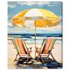 Wynwood Studio Nautical and Coastal Contemporary Wrapped Canvas Art - Beach for Two, Wall Art for Living Room, Bedroom, and Bathroom, 20" x 24", Yellow and Blue Home Decor view 1