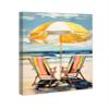 Wynwood Studio Nautical and Coastal Contemporary Wrapped Canvas Art - Beach for Two, Wall Art for Living Room, Bedroom, and Bathroom, 20" x 24", Yellow and Blue Home Decor view 2