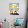 Wynwood Studio Nautical and Coastal Contemporary Wrapped Canvas Art - Beach for Two, Wall Art for Living Room, Bedroom, and Bathroom, 20" x 24", Yellow and Blue Home Decor view 3