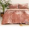 DecorAvenue Ultra-Luxe Solid Velvet Duvet Cover, Boho Bedding UO Comforter Bedding Donna Cover,3 Pc Duvet Set, Velvet Bedding Set (Rose Gold,Full 80" x 90") view 4