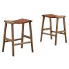 Modway Saoirse Faux Leather Wood Counter Stool - Set of 2 in Walnut Brown view 1