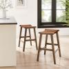 Modway Saoirse Faux Leather Wood Counter Stool - Set of 2 in Walnut Brown view 2