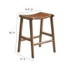 Modway Saoirse Faux Leather Wood Counter Stool - Set of 2 in Walnut Brown view 3