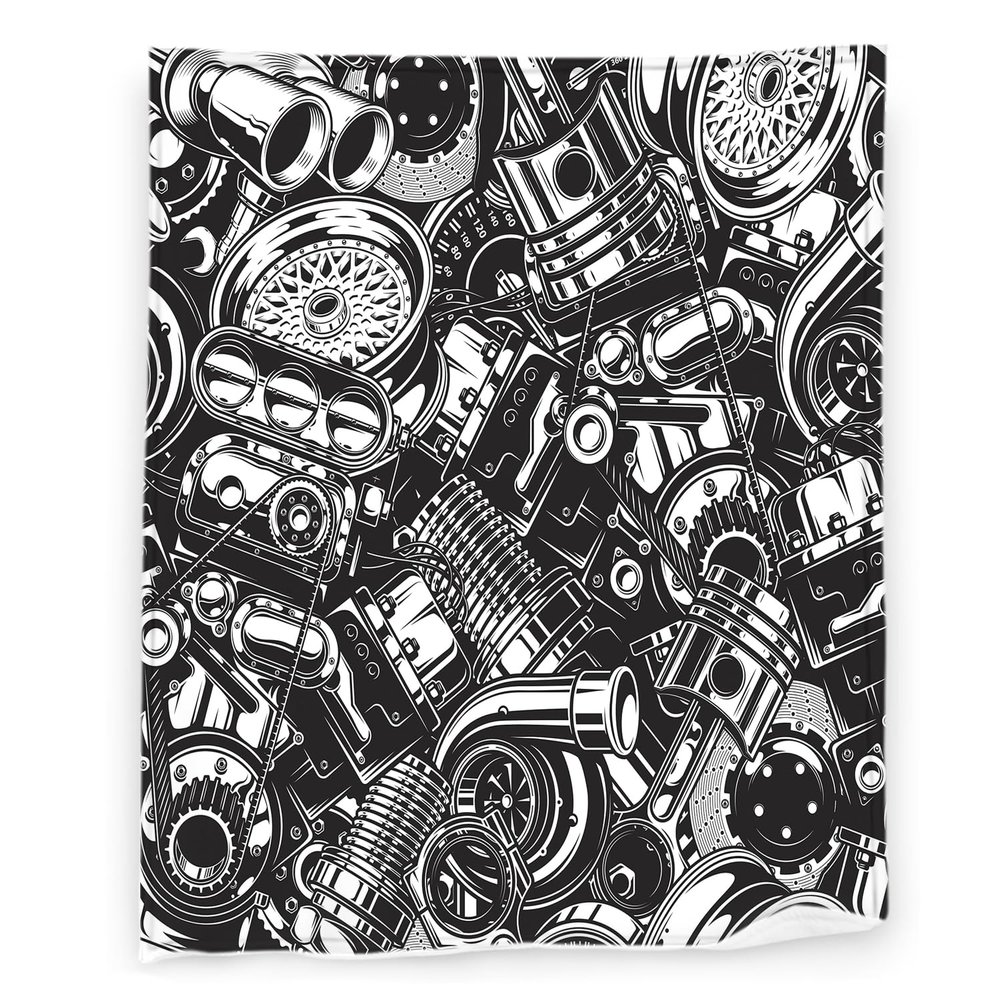 Engine Blanket 40" x 50" Industrial Metal Machine Equipment Tools Super Soft Bedding Fleece Throw Blanket Microfiber Flannel Blankets Couch Sofa Warm Lightweight for Boys Girls