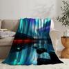 Aurora Borealis Blanket 60" x 80" Northern Lights Nature Galaxy Lake Super Soft Bedding Fleece Throw Blanket Microfiber Flannel Blankets Couch Sofa Warm Lightweight for Boys Girls view 3