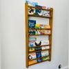 Handmade Solidwood Wall Mounted Montessori Kids Bookshelf, Solid Pine 4 Tier Book Display for Children Bedroom, Nursery Furniture Bookcase, Pine Tree Book Organiser for Living Room (Chestnut) view 1