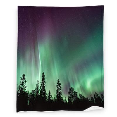 Colorful Aurora Blanket 50" x 60" Forest Northern Borealis Sky Nature Super Soft Bedding Fleece Throw Blanket Microfiber Flannel Blankets Couch Sofa Warm Lightweight for Boys Girls